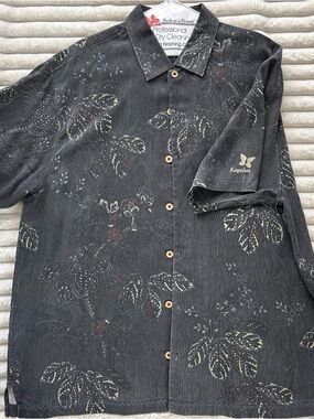 Tommy Bahama Kapalua Resort Maui Silk Shirt Butterfly Logo Anthracite XL